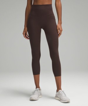 Leggins Lululemon Wunder Train High-Rise Crop with Pockets 23" Mujer Chocolate Chile | 761ODQRSX