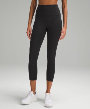 Leggins Lululemon Wunder Train High-Rise Crop with Pockets 23" Mujer Negras Chile | 692UWXRZT