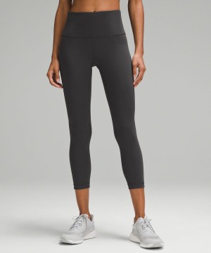 Leggins Lululemon Wunder Train High-Rise Acanalado Crop 23" Mujer Gris Oscuro Chile | 392MUIOFG
