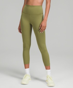 Leggins Lululemon Wunder Train High-Rise Crop 23" Mujer Marrones Verde Chile | 064DOLAXN