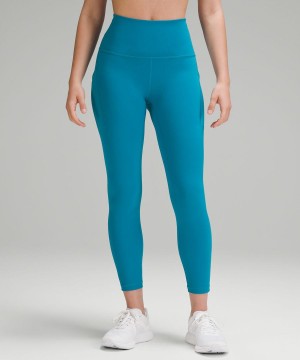 Leggins Lululemon Wunder Train High-Rise with Pockets 25" Mujer Azules Chile | 847AURHEQ