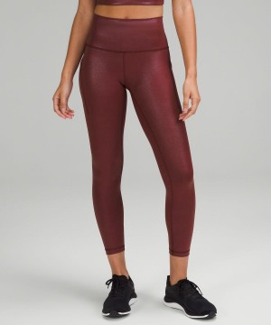 Leggins Lululemon Wunder Train High-Rise with Pockets 25" Foil Mujer Rojas Burdeos Chile | 615XETNMB