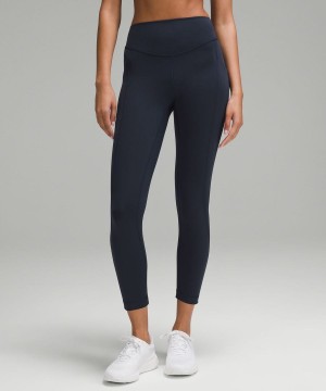 Leggins Lululemon Wunder Under SmoothCover with Pockets 25" Mujer Azul Marino Chile | 853HOKTDQ