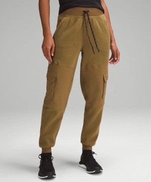 Pantalon Jogger Lululemon Fleece + Ripstop Cargo High-Rise Full Length Senderismo Mujer Kaki Chile | 315FXWATM