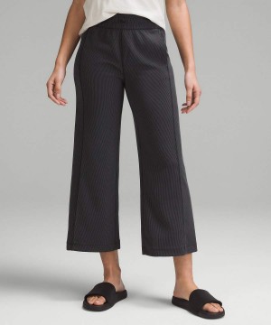 Pantalon Lululemon Acanalado Softstreme Mid-Rise Anchos-Leg Cropped 25" Mujer Negras Chile | 748YXFBPO