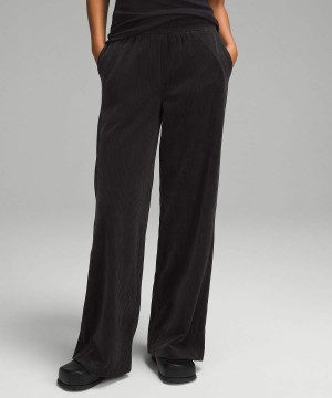 Pantalon Lululemon Scuba Mid-Rise Anchos-Leg Velvet Cord Mujer Negras Chile | 437AFETHN