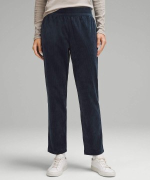 Pantalon Lululemon Scuba Mid-Rise Directo-Leg 7/8 Length Velvet Cord Mujer Azul Marino Chile | 597WCYELH