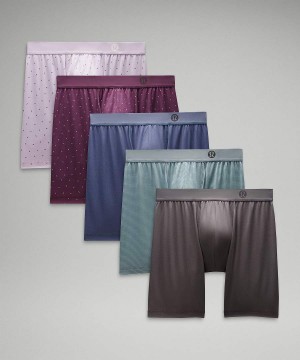 Ropa Interior Lululemon Always In Motion Long Boxer 7" 5 Pack Hombre Gris Verde Oscuro Marrones Moradas Rayadas Azules Verde Oscuro Chile | 476KLCTMN