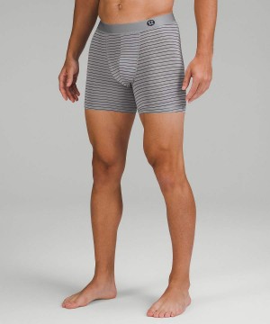 Ropa Interior Lululemon Always In Motion Mesh Boxer 5" Hombre Rayadas Gris Gris Oscuro Chile | 279ZGFYCK