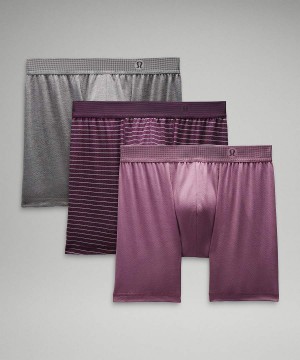 Ropa Interior Lululemon Always In Motion Mesh Boxer 5" 3 Pack Hombre Moradas Gris Rayadas Gris Moradas Chile | 712KLGPJV