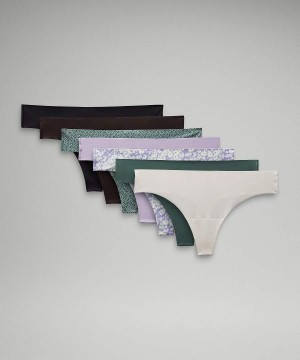 Ropa Interior Lululemon InvisiWear Mid-Rise Tanga 7 Pack Mujer Negras Moradas Moradas Chile | 032LMUZVT