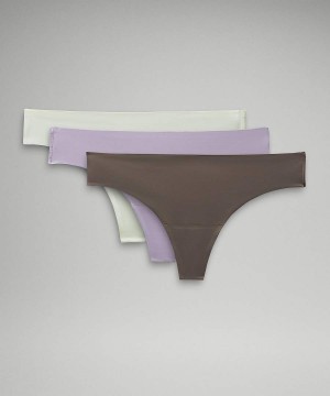 Ropa Interior Lululemon InvisiWear Mid-Rise Tanga 3 Pack Mujer Moradas Gris Oscuro Chile | 516LWEGDZ