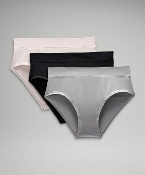 Ropa Interior Lululemon UnderEase High-Rise Bikini 3 Pack Mujer Plateadas Negras Chile | 794GCPHAJ