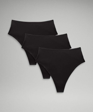 Ropa Interior Lululemon Wundermost Ultra-Soft Nulu High-Cintura Tanga 3 Pack Mujer Negras Chile | 327DWQNSE