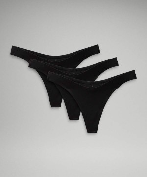 Ropa Interior Lululemon Wundermost Ultra-Soft Nulu Dipped-Cintura Tanga 3 Pack Mujer Negras Chile | 409UMKIES