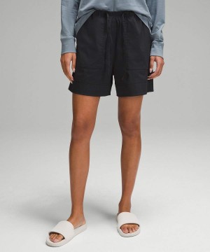 Short Lululemon Algodon-Blend Poplin 4" High-Rise Mujer Negras Chile | 625WTRBVU