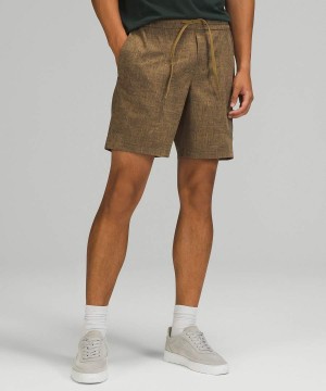 Short Lululemon Bowline 8" WovenAir Hombre Rayadas Gris Oscuro Chile | 790UDGEZY