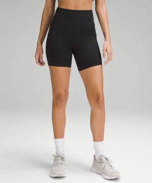Short Lululemon Fast and Free High-Rise 6" Pockets Mujer Negras Chile | 267CGRBJS