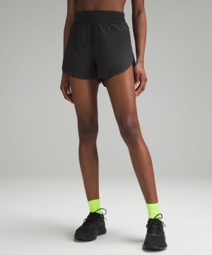 Short Lululemon Fast and Free Reflective High-Rise Classic-Fit 3" Mujer Negras Chile | 061SYVIHQ