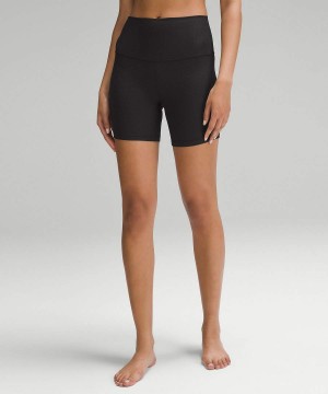 Short Lululemon High-Rise 6" Grid Texture Yoga Mujer Negras Chile | 862CORLUM