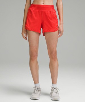 Short Lululemon Hotty Hot High-Rise Forro 4" Mujer Rojas Chile | 983PJIZTS