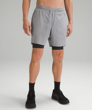 Short Lululemon License to Train Forro 7" Hombre Gris Chile | 604AIKZHS