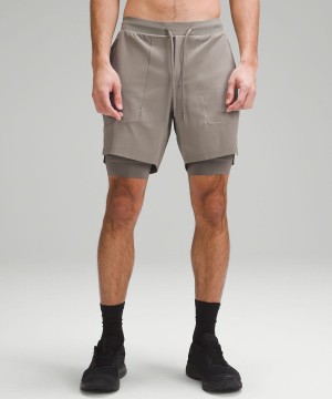 Short Lululemon License to Train Forro 7" Hombre Gris Oscuro Chile | 125GMDTIU