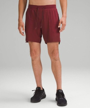 Short Lululemon License to Train Forro 7" Engineered Hombre Moradas Rojas Burdeos Chile | 409SGCXHA