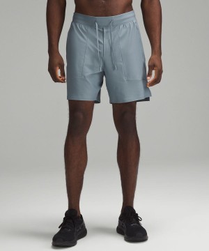 Short Lululemon License to Train Linerless 7" Pique Hombre Azules Chile | 612ZFLJAH