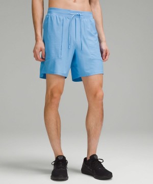 Short Lululemon License to Train Linerless 7" Pique Hombre Azules Chile | 264RJETMI
