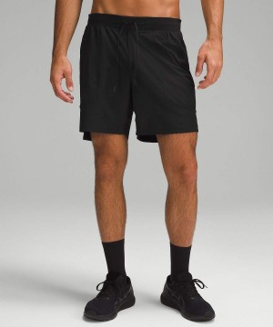 Short Lululemon License to Train Linerless 7" Estampadas Hombre Negras Chile | 654UXMDLO