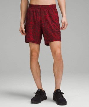 Short Lululemon Lunar New Year Pace Breaker Linerless 7" Hombre Rojas Multicolor Chile | 715NAIQGV