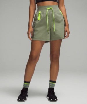 Short Lululemon Multi-Pocket Cargo High-Rise 5" Senderismo Mujer Verde Chile | 029NOFDEI
