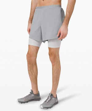 Short Lululemon Run Town Hombre Gris Chile | 324JIPQWN