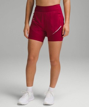 Short Lululemon SenseKnit Composite High-Rise Correr Mujer Burdeos Chile | 586XFSGRP