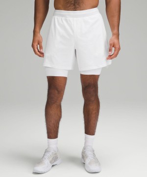 Short Lululemon Vented Tenis 6" Hombre Blancas Chile | 748XAINPW