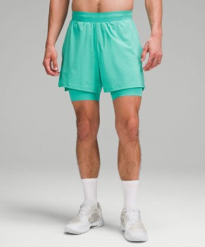 Short Lululemon Vented Tenis 6" Hombre Verde Chile | 642PQBZTO