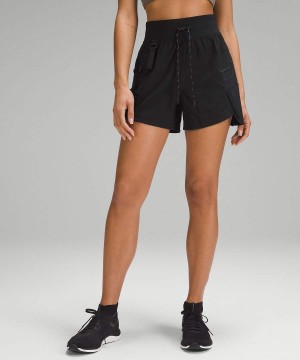 Short Lululemon WovenAir High-Rise 4" Senderismo Mujer Negras Chile | 625UTOZBH