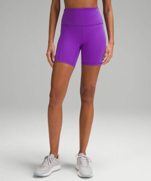 Short Lululemon Wunder Train Mesh Panel High-Rise 6" Mujer Moradas Chile | 725BUYFOI
