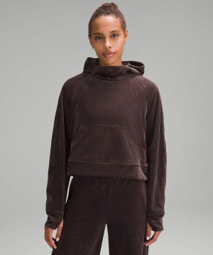 Sudadera con Capucha Lululemon Scuba Oversized Velvet Cord Mujer Chocolate Chile | 431FZCHKA