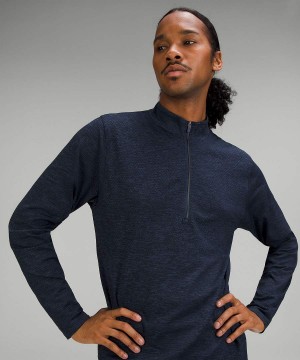 Sudaderas Lululemon Metal Vent Tech Midweight Half Zip Hombre Azules Azul Marino Chile | 734AXGYHR