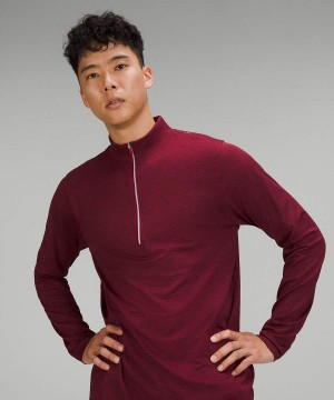 Sudaderas Lululemon Metal Vent Tech Midweight Half Zip Hombre Burdeos Amarillo Chile | 679OPYTWE
