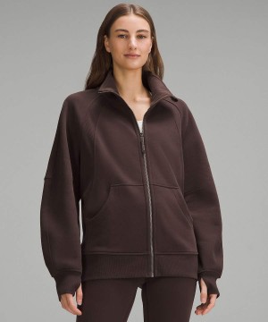 Sudaderas Lululemon Scuba Oversized Funnel-Neck Full Zip Long Mujer Chocolate Chile | 524BJUZEF