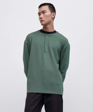 Sudaderas Lululemon Softstreme Oversized-Fit Long-Sleeve Henley Hombre Verde Oscuro Chile | 679YTDNHE