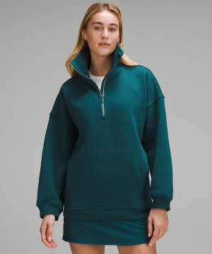 Sudaderas Lululemon Thick Fleece Half Zip Mujer Turquesa Chile | 081MAESWR