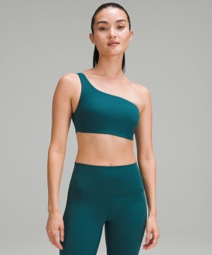 Sujetador Deportivo Lululemon Acanalado Nulu Asymmetrical Yoga Bra Light Support, A/B Cup Mujer Turquesa Chile | 705UCXLKB