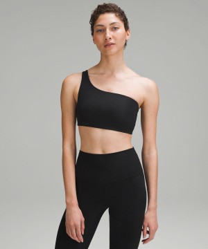 Sujetador Deportivo Lululemon Acanalado Nulu Asymmetrical Yoga Bra Light Support, A/B Cup Mujer Negras Chile | 827AUDKQH