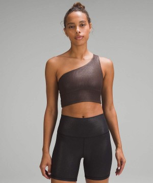 Sujetador Deportivo Lululemon Align™ Asymmetrical Acanalado Bra Light Support A/B Cup Shine Mujer Chocolate Chile | 710DQSOAM