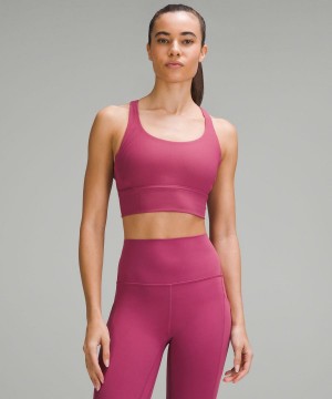 Sujetador Deportivo Lululemon Energy Acanalado Longline Bra Medium Support, B–D Cups Mujer Moradas Chile | 032AZXLNM