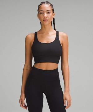 Sujetador Deportivo Lululemon Energy Acanalado Longline Bra Medium Support, B–D Cups Mujer Negras Chile | 450AENDFQ